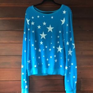 Wildfox blue stars soft sweater size L -worn once